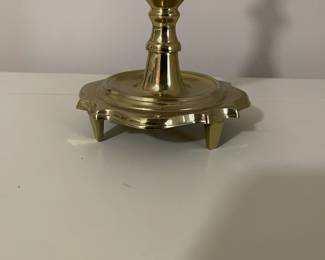 C149 - $30. Harvin Vintage Brass Lamp. Measures 24" tall. Shade has a small tear inside. 