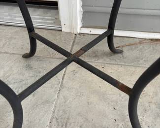 C75 - $25. Tile Top Table with Metal Base. Measures 14" round x 21" tall. 