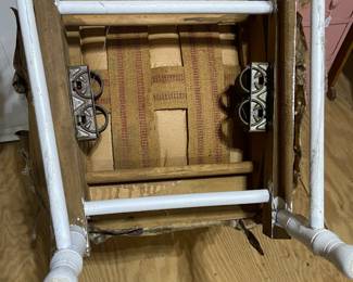 C119 - $25. Frank & Son Spring Rocker. Painted White. Measures 23" wide x 23" deep x 35" tall. Floor to Seat is 16". 