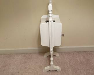 C57 - $30. Vintage Smoking Stand. Painted White. Measures 11.5" x 8" x 29" tall. 