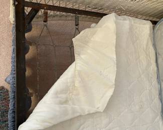 C63 - $175. Wicker Twin Sized Day Bed. Measures 89" x 40" x 43" tall. Mattress is clean and comfortable. Very good vintage condition - a few broken / split pieces on the back but they're easy to cover with pillows! Custom sewn pillowcases / blanket included if you'd like them!