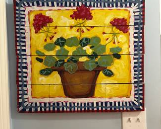 C88 - $50. Folk Art Floral Painting. Measures 24.5" x 22" tall. 