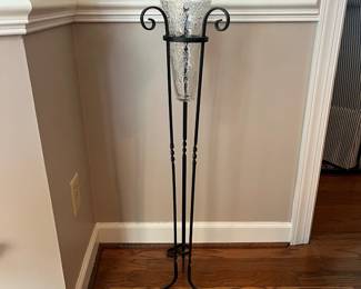 C1 - $40. Vase with Wrought Iron Floor Stand. Measures 39" tall. 