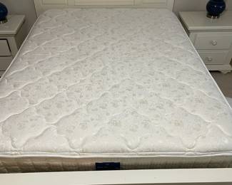 C125 - $275. Queen Bed. Measures 67.25" wide x 86" long x 52" tall. Clean SertaPedic Mattress included if you'd like it!