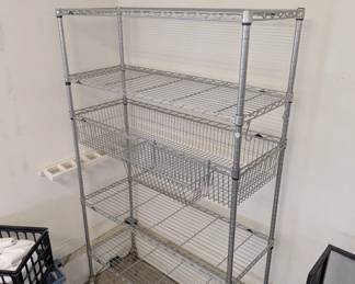 C164 - $75. Metal Storage Shelving on Wheels. 