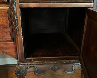 C12 - $450. Gorgeous Mahogany Buffet. Was refinished in 2011 by Mumford Restoration. Has custom made protector on the top. Measures 72" wide x 23" deep x 39.25" tall in the front. 45" tall to the tallest spot on the back. 
