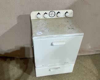 C115 - $30. Homemade Wooden Toy Stove. Measures 16" x 12" deep x 25" tall. 