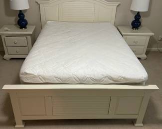 C125 - $275. Queen Bed. Measures 67.25" wide x 86" long x 52" tall. Clean SertaPedic Mattress included if you'd like it!