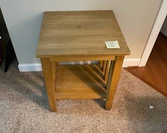 C42 - $35. Wooden Side Table. Measures 21" square x 25" tall. Sturdy and in very good condition!
