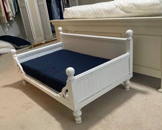 C124 - $45. Homemade White Dog Bed with Cushion. 