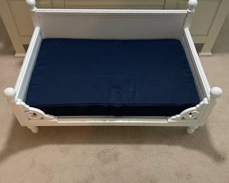 C124 - $45. Homemade White Dog Bed with Cushion. 