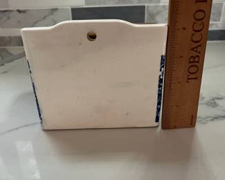 C136 - $30. Calico Blue by Staffordshire Salt Box. Burleigh Stamp. 