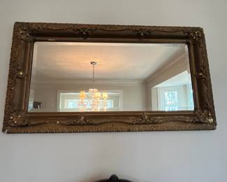C11 - $150. Antique Wooden Framed mirror with plaster over. Measures 48.5" wide x 26.5" tall. 