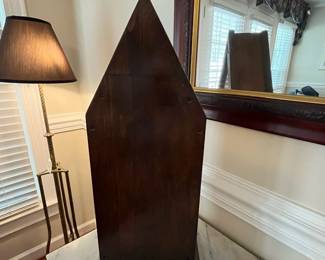 C45 - $35. Vintage Clock. Measures 10.75" x 6" deep x 23.5" tall. 