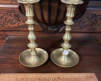 C140 - $30 PAIR of 8.5" tall Brass Candlesticks. 