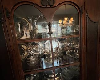 C14 - $250. Vintage China Cabinet. Measures 44" wide x 15" deep x 68" tall. 