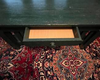 C53 - $125. Dark Green Mission Style Coffee Table. Measures 36" x 24" x 19" tall. Has single drawer. 