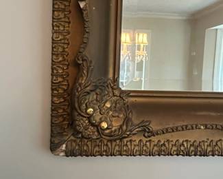 C11 - $150. Antique Wooden Framed mirror with plaster over. Measures 48.5" wide x 26.5" tall. 