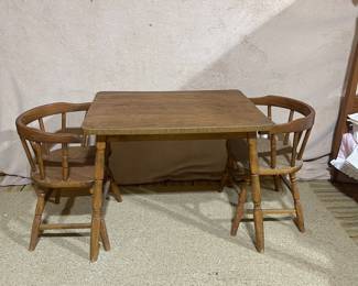 C112 - $40. Childs Table & 2 Chairs. Measures 26" x 20" x 21" tall. 