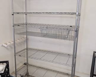 C164 - $75. Metal Storage Shelving on Wheels. 