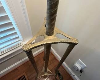 C44 - $60. Brass Floor Lamp. Measures 59" tall. 14" Base. 