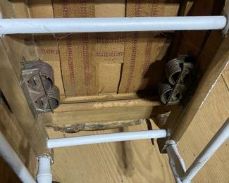 C119 - $25. Frank & Son Spring Rocker. Painted White. Measures 23" wide x 23" deep x 35" tall. Floor to Seat is 16". 