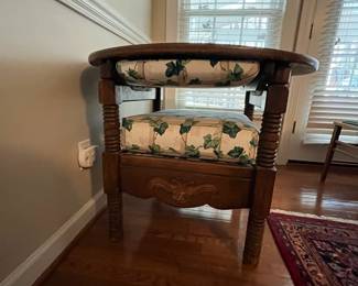 C50 - $350. Unique Antique  - "Chair Table".  As a table it measures 36" round x 29" tall. As a chair it measures 16.5" wide x 15.5" deep x 36" tall. Floor to seat is 18". 