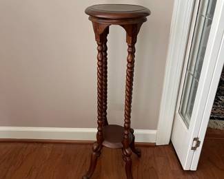 C17 - $35. Solid wood, carved, Fern Stand. Measures 10" x 33" tall. (Signed Ed. Shohkin)