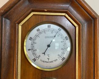 C34 - $20. Vintage Springfield Wall Weather Station. Thermometer, Barometer & Humidity. Measures 8" x 17.5" tall. 