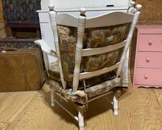 C119 - $25. Frank & Son Spring Rocker. Painted White. Measures 23" wide x 23" deep x 35" tall. Floor to Seat is 16". 