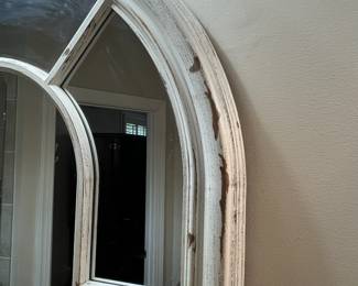 C106 - $140. Pair of Window Style Mirrors by Enchante. Measures 29.25" wide x 40.5" tall. 