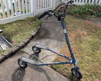 C161 - $90. Blue Trikke T78 Air. Adult-sized, three-wheeled carving scooter featuring 8.5-inch pneumatic (air) tires for a smoother ride, enhanced traction, and improved comfort. 