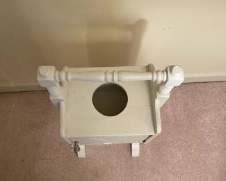 C57 - $30. Vintage Smoking Stand. Painted White. Measures 11.5" x 8" x 29" tall. 