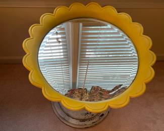 C60 - $50. Bird Bath / Mirrored Side Table. Measures 23.5" x 26.5" tall. 