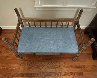 C96 - $35. Homemade Upcycled Dog Bed. Measures 39.5" wide x 21.5" x 27" tall top of 4 posters. 