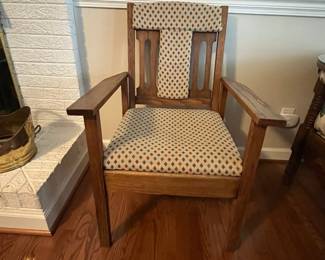 C52 - $85. Single Wooden Side Chair. Measures 25.5" wide x 23" deep x 37" tall. 