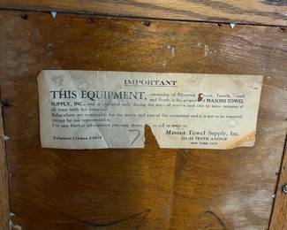 C102 - $50. Masons Towel Supply Cabinet. Measures 16.5" wide x 5" deep x 24" tall. Antique Bathroom Cabinet with Towel Rack. 