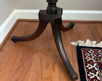 C28 - $75. PAIR of round side tables. Measures 22" x 27" tall. Tops of both show a little wear, minor water ring etc. Still look great!