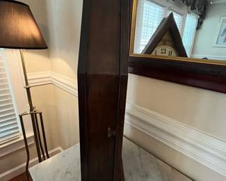 C45 - $35. Vintage Clock. Measures 10.75" x 6" deep x 23.5" tall. 