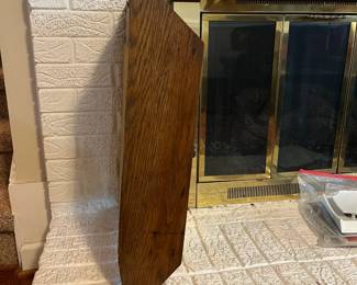 C102 - $50. Masons Towel Supply Cabinet. Measures 16.5" wide x 5" deep x 24" tall. Antique Bathroom Cabinet with Towel Rack. 