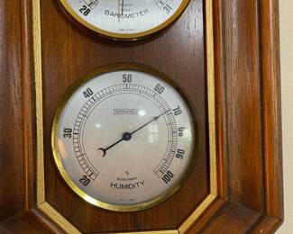 C34 - $20. Vintage Springfield Wall Weather Station. Thermometer, Barometer & Humidity. Measures 8" x 17.5" tall. 