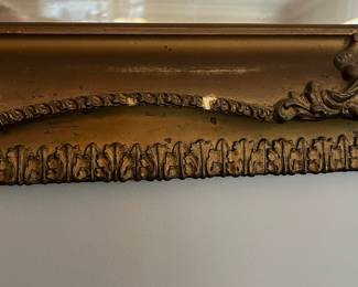 C11 - $150. Antique Wooden Framed mirror with plaster over. Measures 48.5" wide x 26.5" tall. 