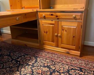 C39 - $250. Broyhill - Pine Office Furniture. Moves in 6 pieces. It is on the 2nd story so please have help to move! Can be configured a lot of ways! Individual piece on the right is 32" wide x 21" deep x 79" tall. Desk piece is 60" long + the attached piece making it 80" as set up. 32" deep x 30" tall. Very Sturdy!