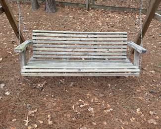 C87 - $100. Wooden Swing Frame and swing in good condition! You are responsible for transporting / disassembly. 