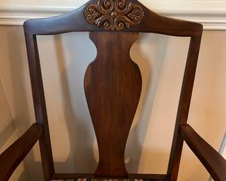 C19 - $45. Single Arm Chair. Measures 21.5" wide x 20" deep x 39" tall. (Upholstery matches dining set - similar style)