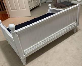 C124 - $45. Homemade White Dog Bed with Cushion. 