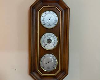 C34 - $20. Vintage Springfield Wall Weather Station. Thermometer, Barometer & Humidity. Measures 8" x 17.5" tall. 