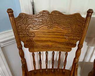 C10 - $85. Pair of Oak Swivel Bar Stools. Floor to top is 43". 