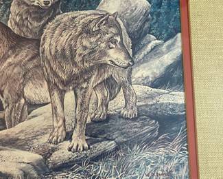 C33 - $25. "The Wolfpack" Print by W. D. Gaither. Measures 25" x 21" framed. 