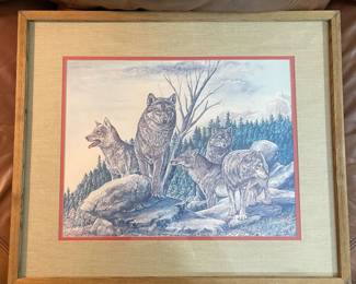 C33 - $25. "The Wolfpack" Print by W. D. Gaither. Measures 25" x 21" framed. 